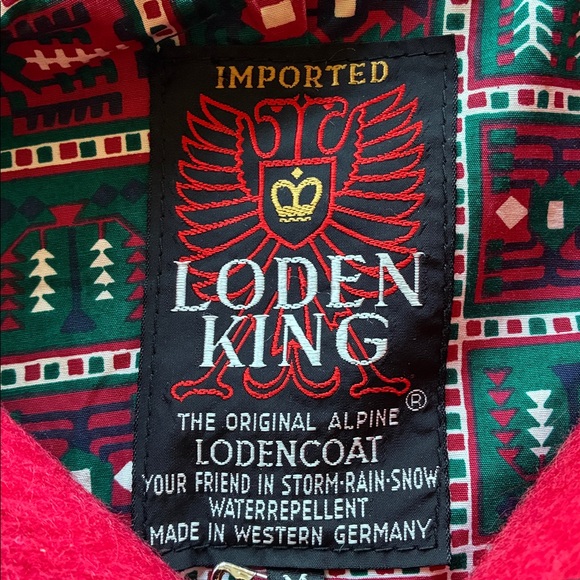 LODEN KING Thick Red Wool Cape with Black Trim from Germany. Vintage. M - Picture 15 of 17